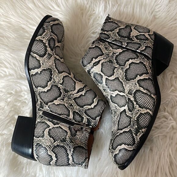 ANTONIO MELANI LEATHER ANKLE BOOTS SNAKE PRINT - Picture 1 of 9